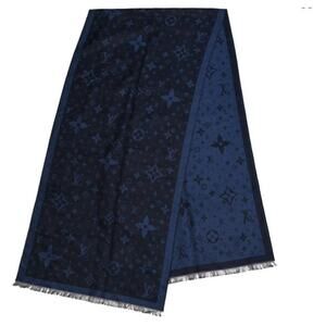 RARE Louis Vuitton Monogram Denim Shawl in Navy Blue